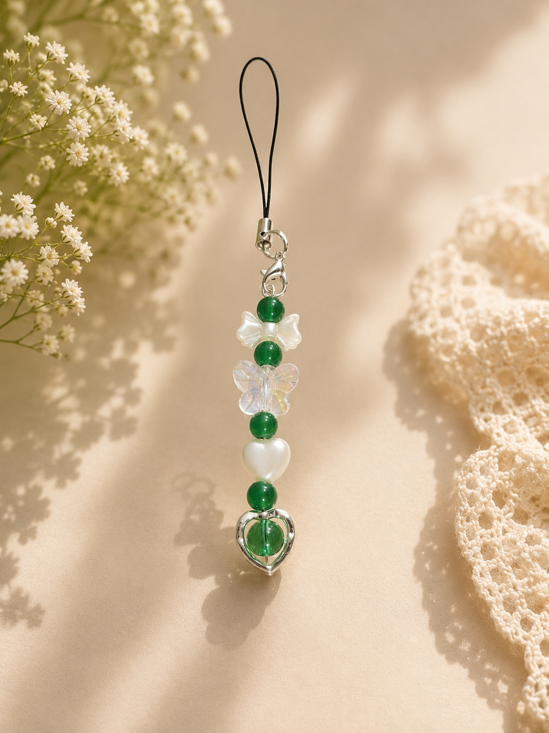 Green Bow Phone Charm