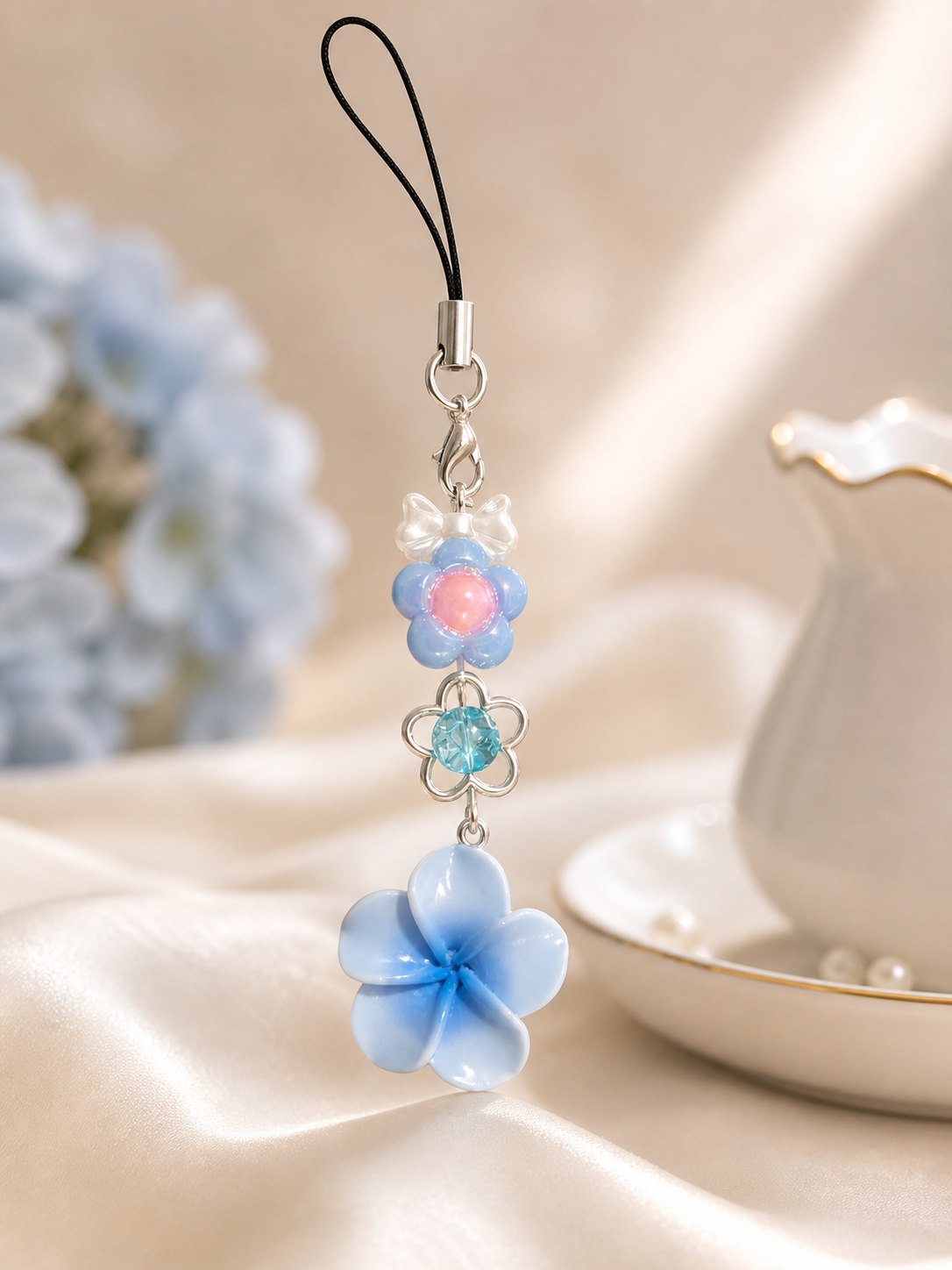 Cotten Candy Flower Phone Charm