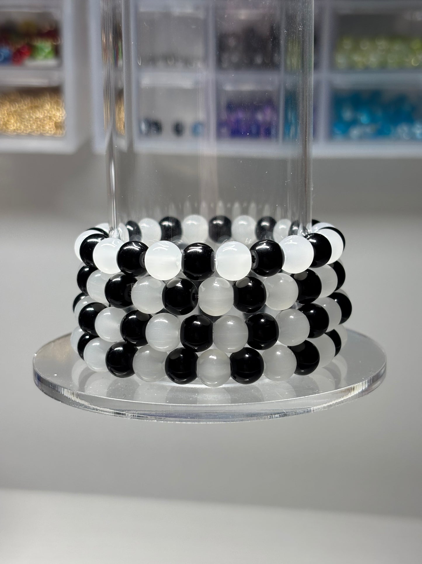 Black & White glass beaded bracelet