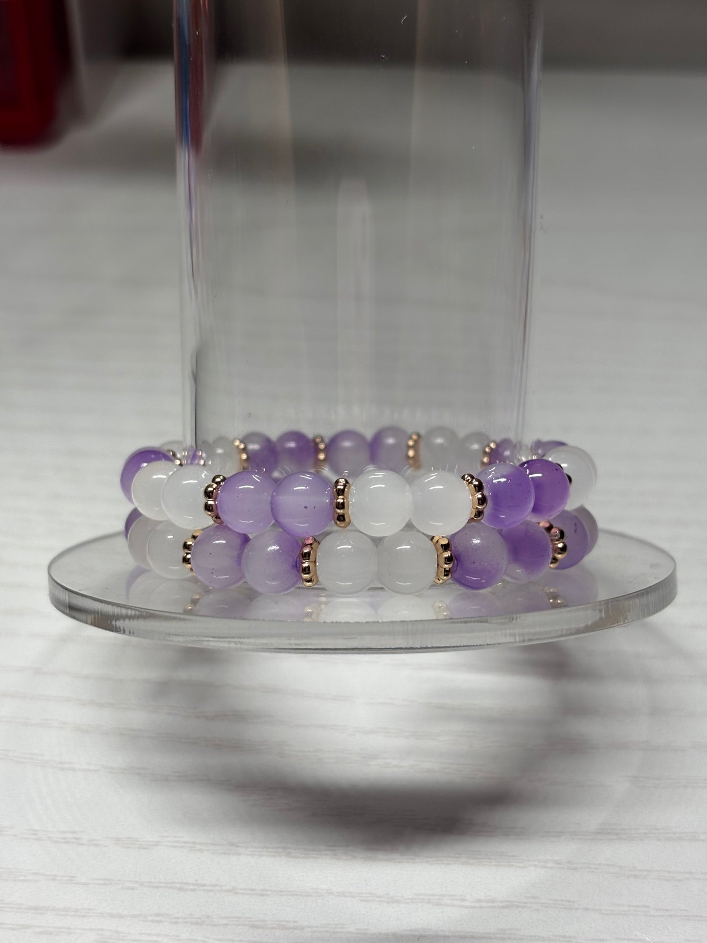 Purple & Clear Beaded Bracelet