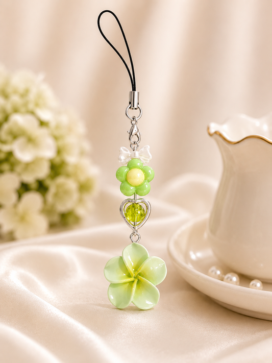 Green Flower Land Phone Charm