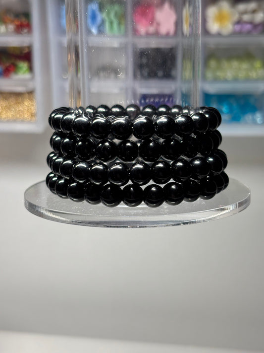 Black Glass Bead Bracelet