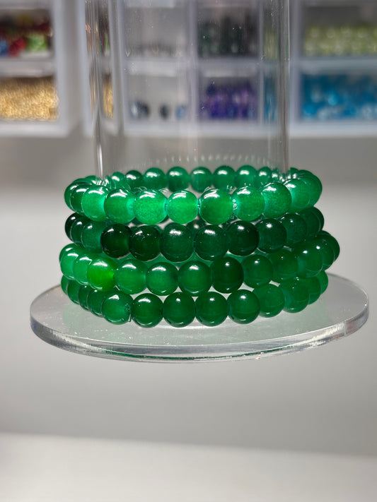 Green Glass Beaded