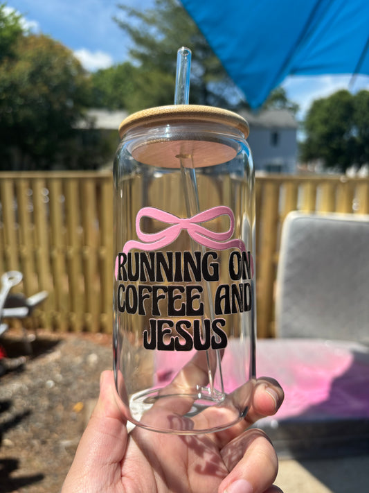 Running On Coffee And Jesus Tumbler