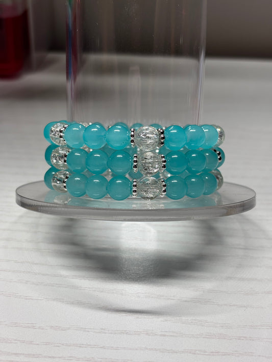 Clear ocean blue with crystal clear beads