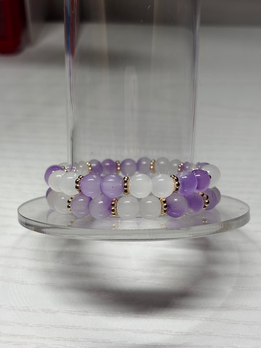 Purple & Clear Beaded Bracelet